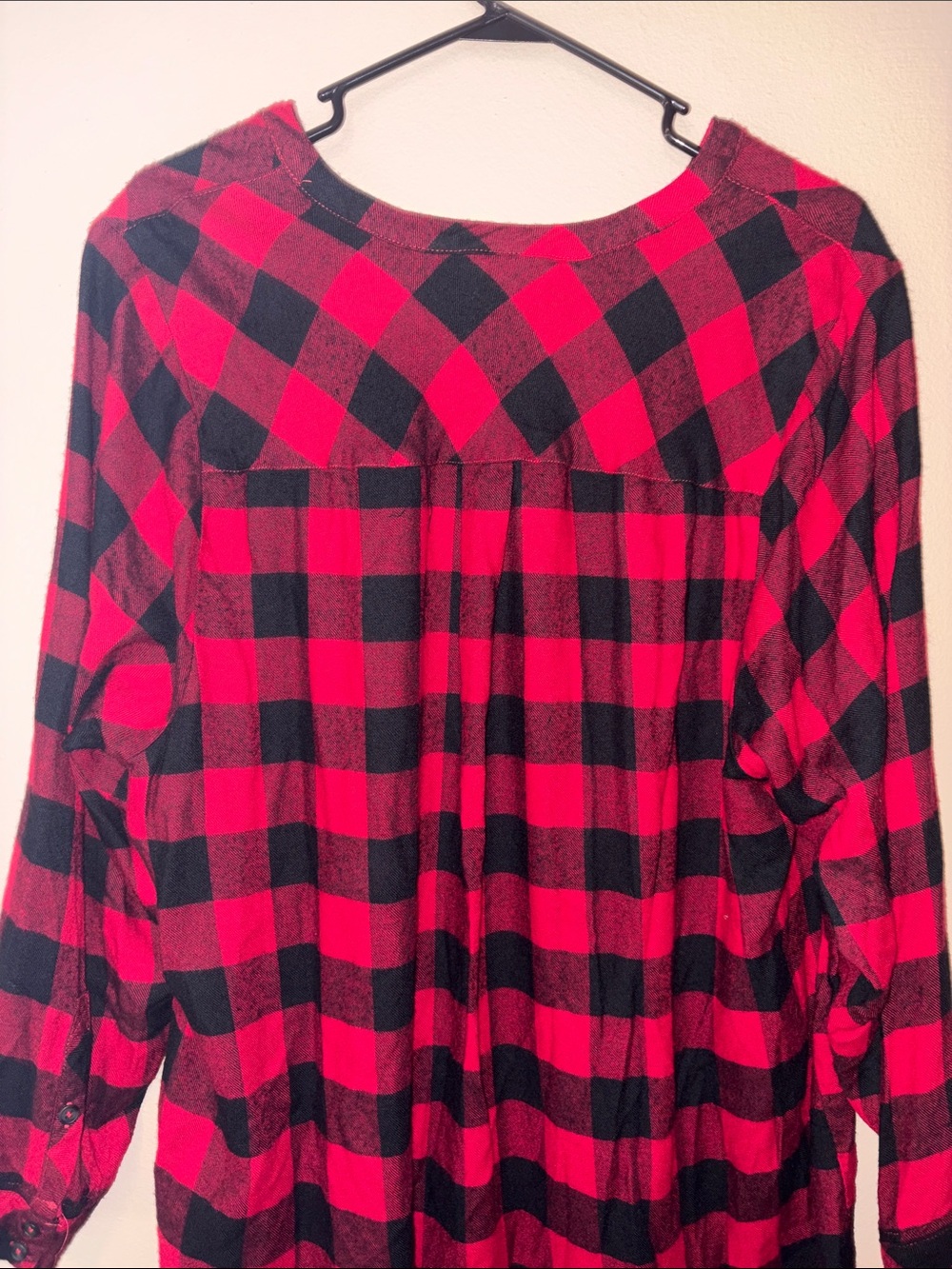 TORRID 3 red buffalo plaid Henley top - Picture 4 of 7